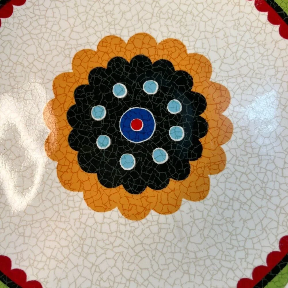 PIER 1 Suzani Medallion Dinner Plate Blue Green Red ONE plate 10-3/4” diameter